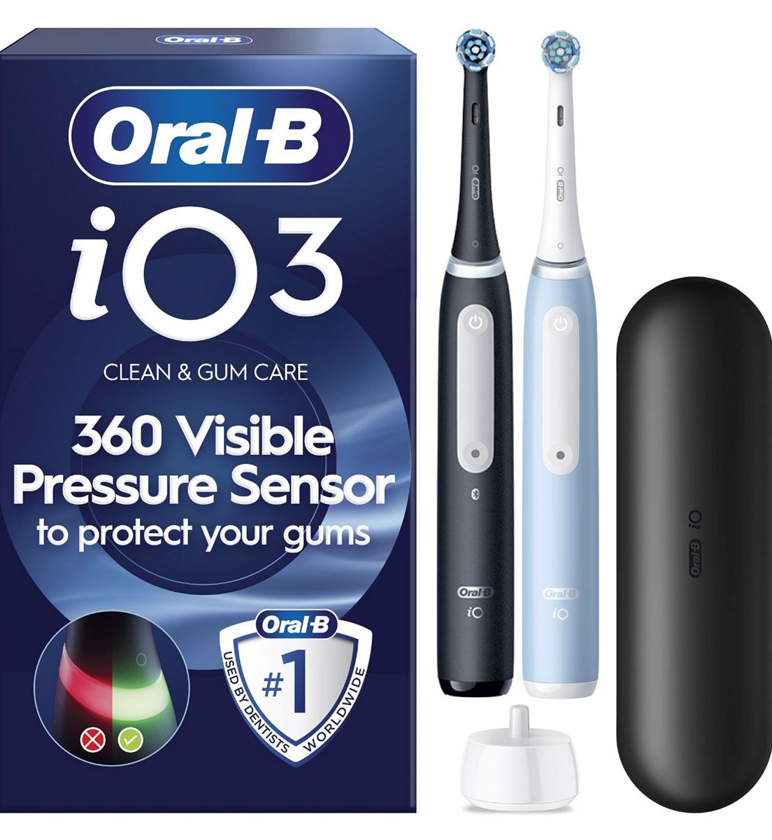 Oral B Oral-B Io3 Matt Black & Ice Blue Electric Toothbrush Duo Pack