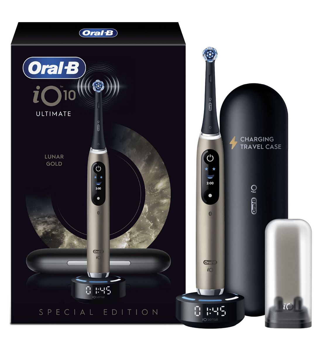 Oral B Oral-B Io10 Electric Toothbrush Lunar Gold, 1 Brush Head, Charging Travel Case, Refill Holder