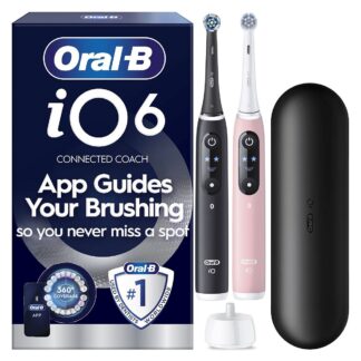 Oral B Oral-B Io6 Electric Toothbrush, 2-Pack, Black & Pink, 2 Brush Heads, Premium Travel Case
